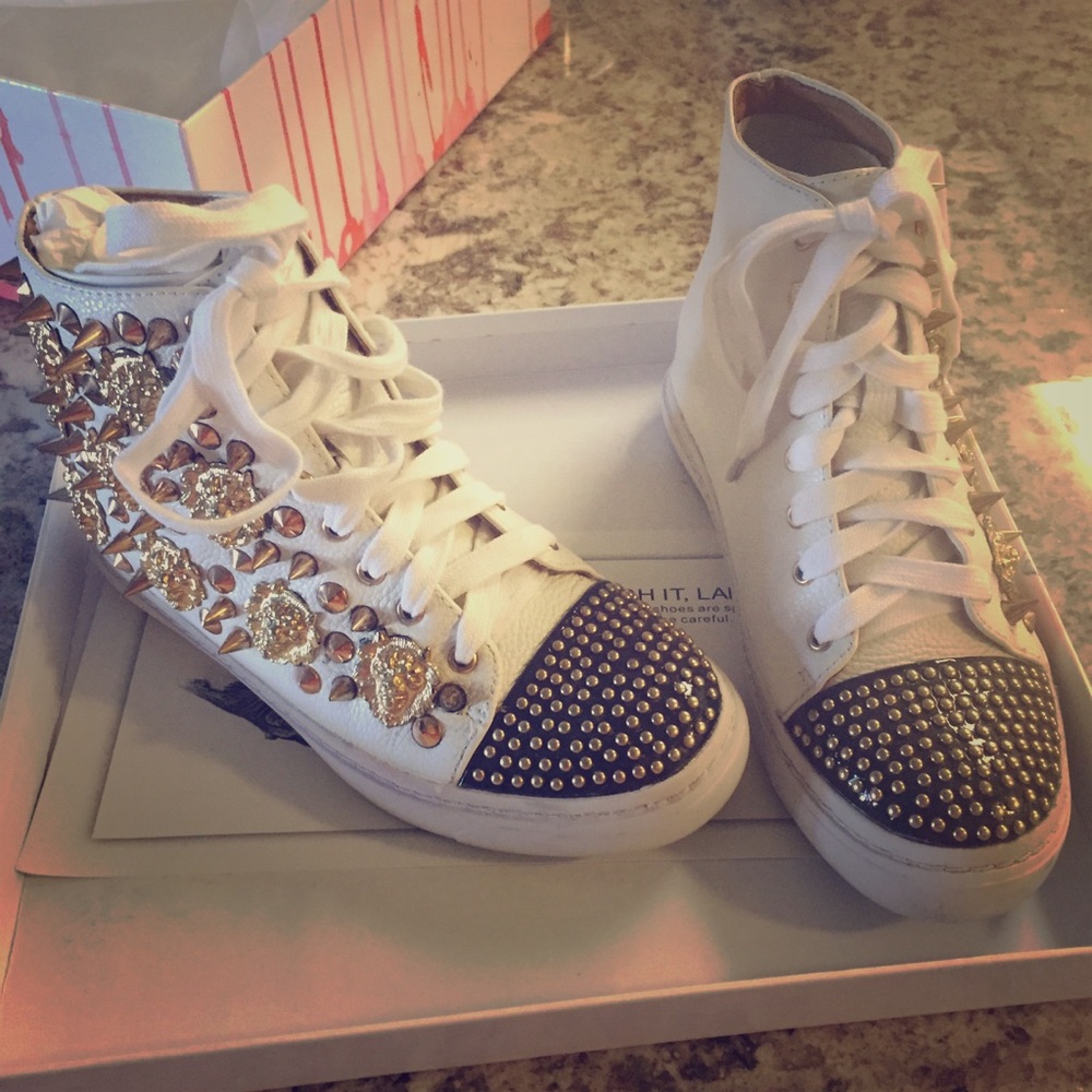 Jeffrey Campbell Adams Lion gold spike sneakers
